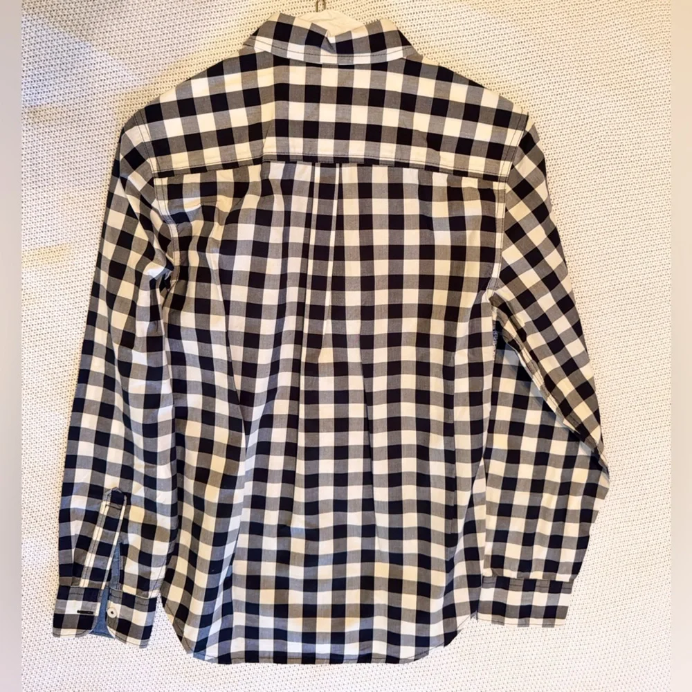 TUCKER + TATE Boys Gingham Plaid Black & White Check Button Down Shirt